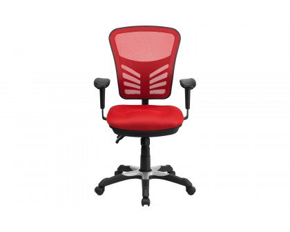 BLNK Nicholas Mid-Back Mesh Multifunction Executive Swivel Ergonomic Office Chair with Adjustable Arms - Red