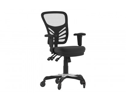 BLNK Nicholas Mid-Back Mesh Multifunction Executive Swivel Ergonomic Office Chair with Adjustable Arms and Transparent Roller Wheels - Black