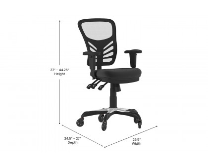 BLNK Nicholas Mid-Back Mesh Multifunction Executive Swivel Ergonomic Office Chair with Adjustable Arms and Transparent Roller Wheels - Black