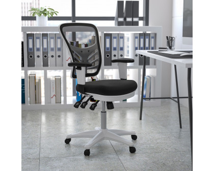 BLNK Nicholas Mid-Back Mesh Multifunction Executive Swivel Ergonomic Office Chair with Adjustable Arms and White Frame