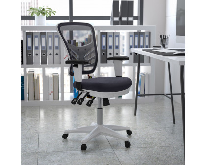 BLNK Nicholas Mid-Back Mesh Multifunction Executive Swivel Ergonomic Office Chair with Adjustable Arms and White Frame