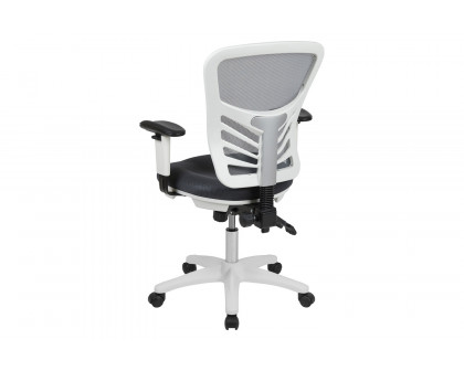 BLNK Nicholas Mid-Back Mesh Multifunction Executive Swivel Ergonomic Office Chair with Adjustable Arms and White Frame - Dark Gray