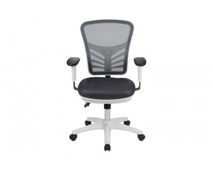 BLNK Nicholas Mid-Back Mesh Multifunction Executive Swivel Ergonomic Office Chair with Adjustable Arms and White Frame - Dark Gray