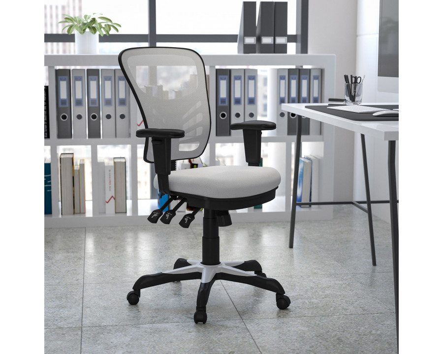 BLNK Nicholas Mid-Back Mesh Multifunction Executive Swivel Ergonomic Office Chair with Adjustable Arms - White