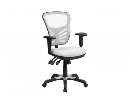 BLNK Nicholas Mid-Back Mesh Multifunction Executive Swivel Ergonomic Office Chair with Adjustable Arms - White