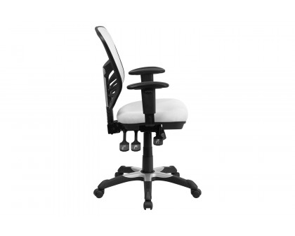 BLNK Nicholas Mid-Back Mesh Multifunction Executive Swivel Ergonomic Office Chair with Adjustable Arms - White