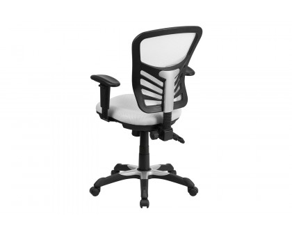 BLNK Nicholas Mid-Back Mesh Multifunction Executive Swivel Ergonomic Office Chair with Adjustable Arms - White