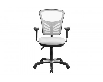 BLNK Nicholas Mid-Back Mesh Multifunction Executive Swivel Ergonomic Office Chair with Adjustable Arms - White