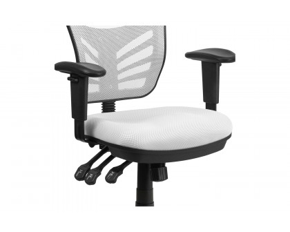 BLNK Nicholas Mid-Back Mesh Multifunction Executive Swivel Ergonomic Office Chair with Adjustable Arms - White