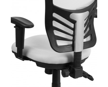 BLNK Nicholas Mid-Back Mesh Multifunction Executive Swivel Ergonomic Office Chair with Adjustable Arms - White