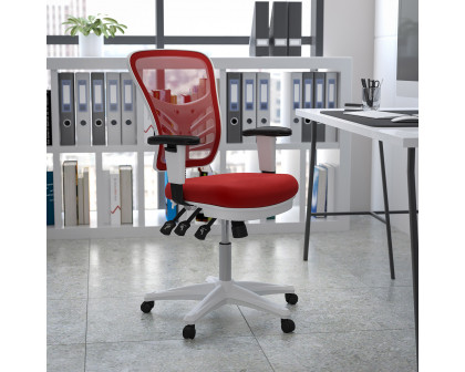 BLNK Nicholas Mid-Back Mesh Multifunction Executive Swivel Ergonomic Office Chair with Adjustable Arms and White Frame