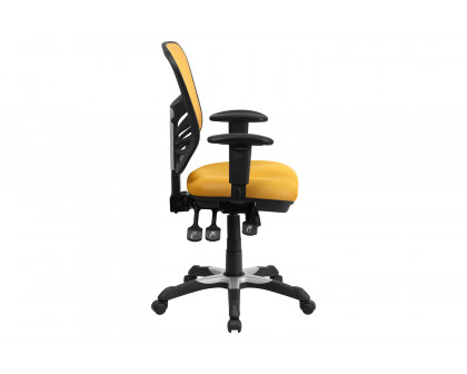 BLNK Nicholas Mid-Back Mesh Multifunction Executive Swivel Ergonomic Office Chair with Adjustable Arms - Yellow/Orange