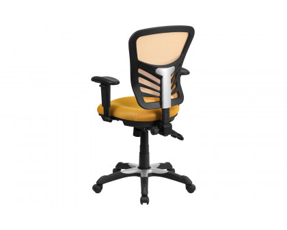 BLNK Nicholas Mid-Back Mesh Multifunction Executive Swivel Ergonomic Office Chair with Adjustable Arms - Yellow/Orange