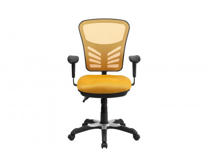 BLNK Nicholas Mid-Back Mesh Multifunction Executive Swivel Ergonomic Office Chair with Adjustable Arms - Yellow/Orange