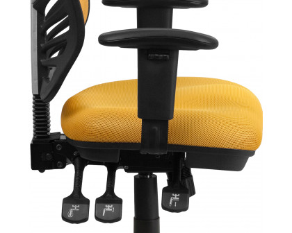 BLNK Nicholas Mid-Back Mesh Multifunction Executive Swivel Ergonomic Office Chair with Adjustable Arms - Yellow/Orange