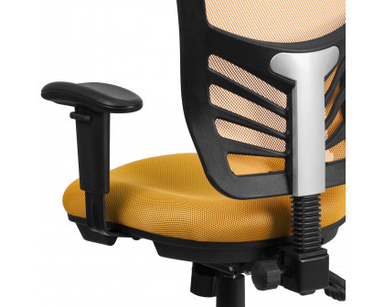 BLNK Nicholas Mid-Back Mesh Multifunction Executive Swivel Ergonomic Office Chair with Adjustable Arms - Yellow/Orange