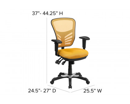 BLNK Nicholas Mid-Back Mesh Multifunction Executive Swivel Ergonomic Office Chair with Adjustable Arms - Yellow/Orange