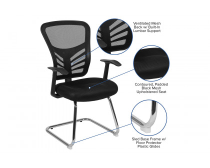 BLNK - Steve Mesh Side Reception Chair with Chrome Sled Base