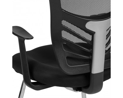 BLNK - Steve Mesh Side Reception Chair with Chrome Sled Base