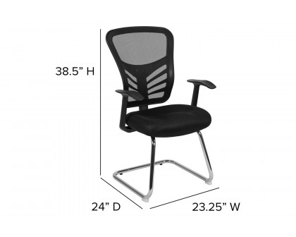 BLNK - Steve Mesh Side Reception Chair with Chrome Sled Base