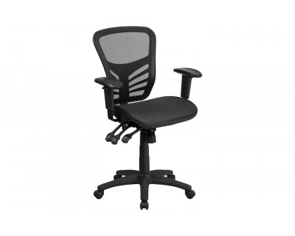 BLNK Nicholas Mid-Back Mesh Multifunction Executive Swivel Ergonomic Office Chair with Adjustable Arms - Transparent Black