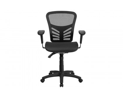 BLNK Nicholas Mid-Back Mesh Multifunction Executive Swivel Ergonomic Office Chair with Adjustable Arms - Transparent Black