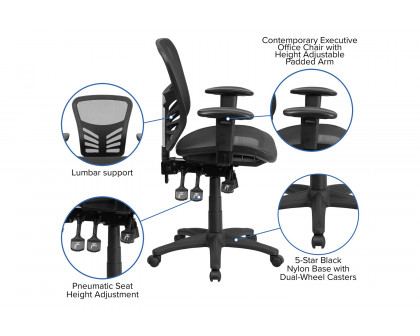 BLNK Nicholas Mid-Back Mesh Multifunction Executive Swivel Ergonomic Office Chair with Adjustable Arms - Transparent Black