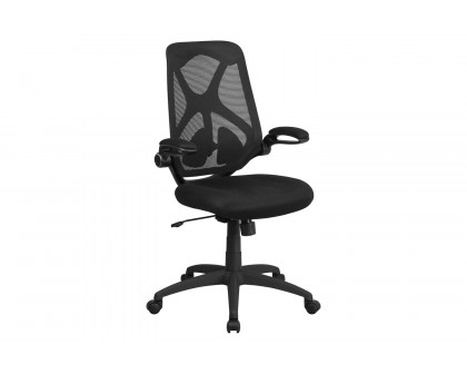 BLNK Kimble High-Back Mesh Executive Swivel Ergonomic Office Chair with Adjustable Lumbar, 2-Paddle Control and Flip-Up Arms