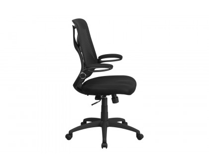 BLNK Kimble High-Back Mesh Executive Swivel Ergonomic Office Chair with Adjustable Lumbar, 2-Paddle Control and Flip-Up Arms - Black