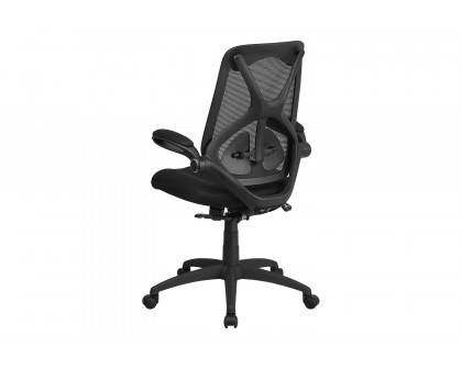 BLNK Kimble High-Back Mesh Executive Swivel Ergonomic Office Chair with Adjustable Lumbar, 2-Paddle Control and Flip-Up Arms - Black