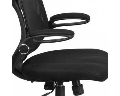 BLNK Kimble High-Back Mesh Executive Swivel Ergonomic Office Chair with Adjustable Lumbar, 2-Paddle Control and Flip-Up Arms - Black