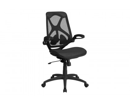 BLNK Kimble High-Back Mesh Executive Swivel Ergonomic Office Chair with Adjustable Lumbar, 2-Paddle Control and Flip-Up Arms