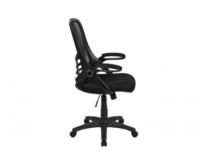 BLNK Porter High-Back Mesh Ergonomic Swivel Office Chair with Black Frame and Flip-up Arms - Black