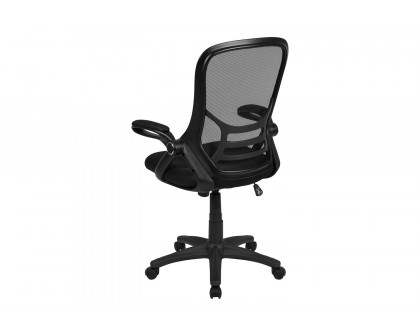 BLNK Porter High-Back Mesh Ergonomic Swivel Office Chair with Black Frame and Flip-up Arms - Black