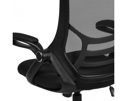 BLNK Porter High-Back Mesh Ergonomic Swivel Office Chair with Black Frame and Flip-up Arms - Black