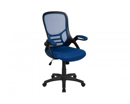 BLNK Porter High Back Blue Mesh Ergonomic Swivel Office Chair with Black Frame and Flip-up Arms