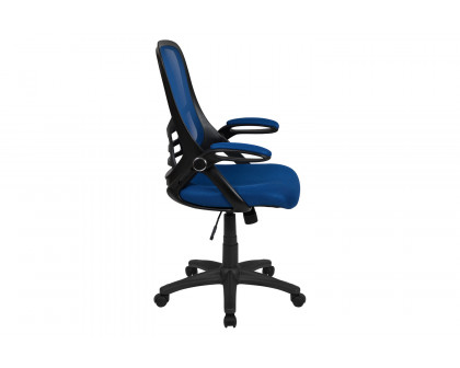 BLNK Porter High Back Blue Mesh Ergonomic Swivel Office Chair with Black Frame and Flip-up Arms