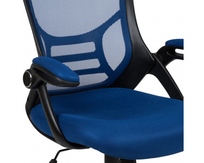 BLNK Porter High Back Blue Mesh Ergonomic Swivel Office Chair with Black Frame and Flip-up Arms