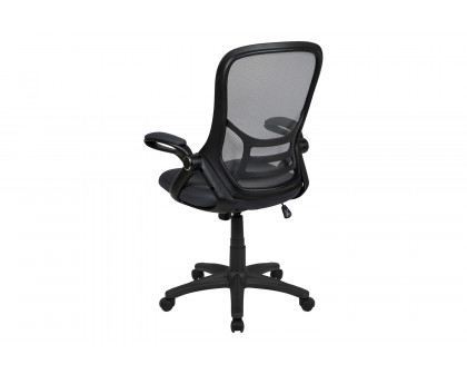 BLNK Porter High-Back Mesh Ergonomic Swivel Office Chair with Black Frame and Flip-up Arms - Dark Gray