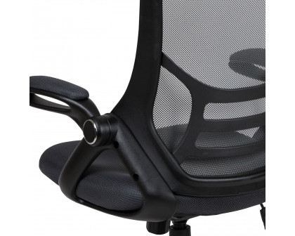 BLNK Porter High-Back Mesh Ergonomic Swivel Office Chair with Black Frame and Flip-up Arms - Dark Gray