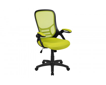 BLNK Porter High-Back Mesh Ergonomic Swivel Office Chair with Black Frame and Flip-up Arms - Green