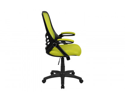 BLNK Porter High-Back Mesh Ergonomic Swivel Office Chair with Black Frame and Flip-up Arms - Green