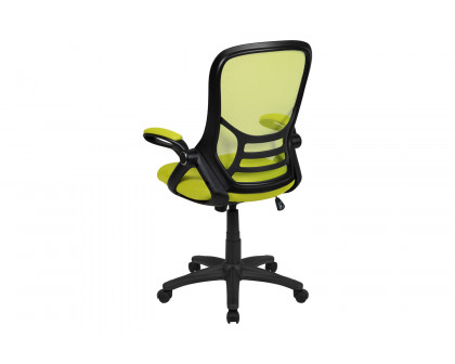 BLNK Porter High-Back Mesh Ergonomic Swivel Office Chair with Black Frame and Flip-up Arms - Green