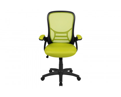 BLNK Porter High-Back Mesh Ergonomic Swivel Office Chair with Black Frame and Flip-up Arms - Green