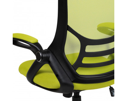 BLNK Porter High-Back Mesh Ergonomic Swivel Office Chair with Black Frame and Flip-up Arms - Green