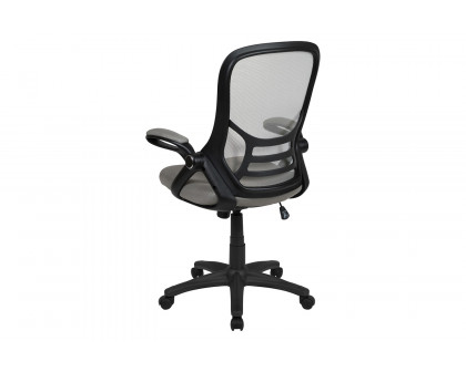 BLNK Porter High-Back Mesh Ergonomic Swivel Office Chair with Black Frame and Flip-up Arms - Light Gray