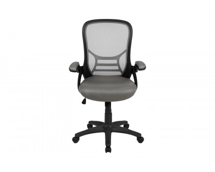 BLNK Porter High-Back Mesh Ergonomic Swivel Office Chair with Black Frame and Flip-up Arms - Light Gray