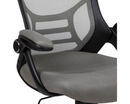 BLNK Porter High-Back Mesh Ergonomic Swivel Office Chair with Black Frame and Flip-up Arms - Light Gray