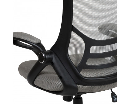 BLNK Porter High-Back Mesh Ergonomic Swivel Office Chair with Black Frame and Flip-up Arms - Light Gray