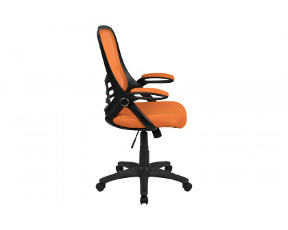 BLNK Porter High-Back Mesh Ergonomic Swivel Office Chair with Black Frame and Flip-up Arms - Orange